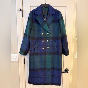 Talbots Double-Breasted Plaid Wool Coat